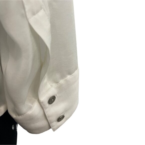 Guess Womens White Button-Down Long Sleeve Blouse Sz M - Picture 6 of 10